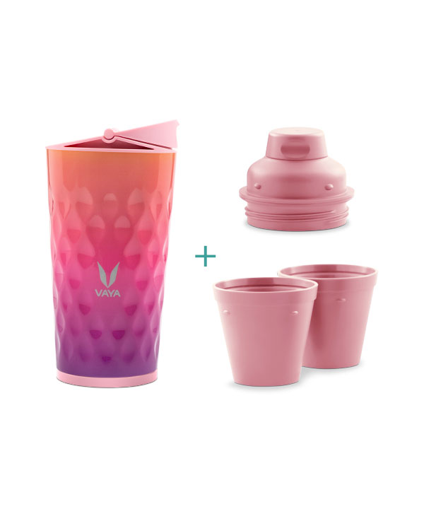 Drynk - 350 ml - Ombre Pink - with Sipper + Gulper Lid