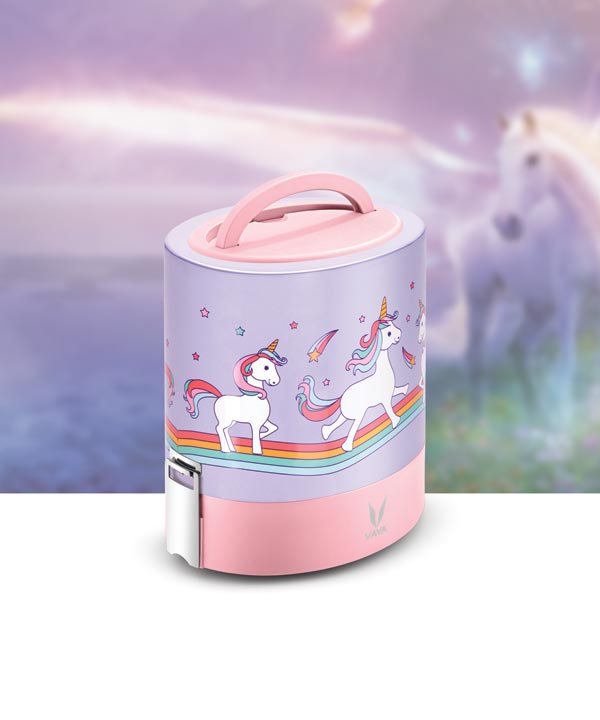 Vaya Tyffyn Unicorn Copper-Finish steel Lunch Box with Bagmat,1000